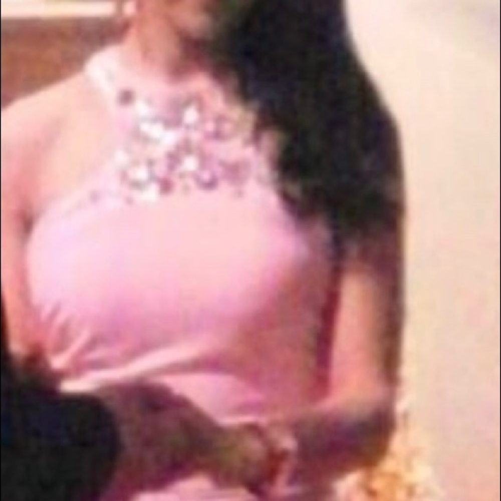 Cache long pink dress with rhinestones on front. - Picture 2 of 4